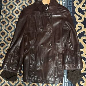 Brown leather Calvin Klein jacket